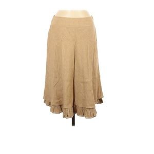 Ralph Lauren Black Label A-Line Skirt Ruffle Linen Beige Brown New
